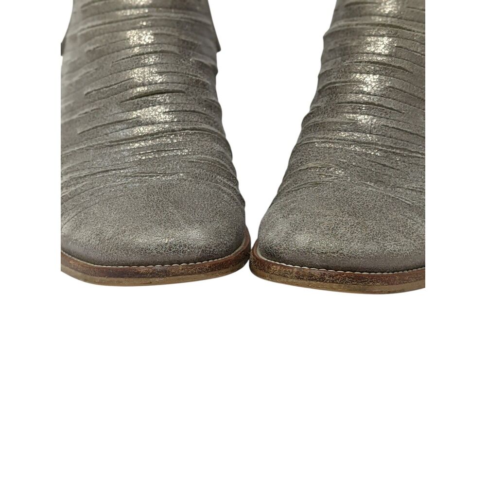 Paul Green Malibu Silver Sliced Leather Heeled Ankle Boots Womens 7.5 - Picture 8 of 13